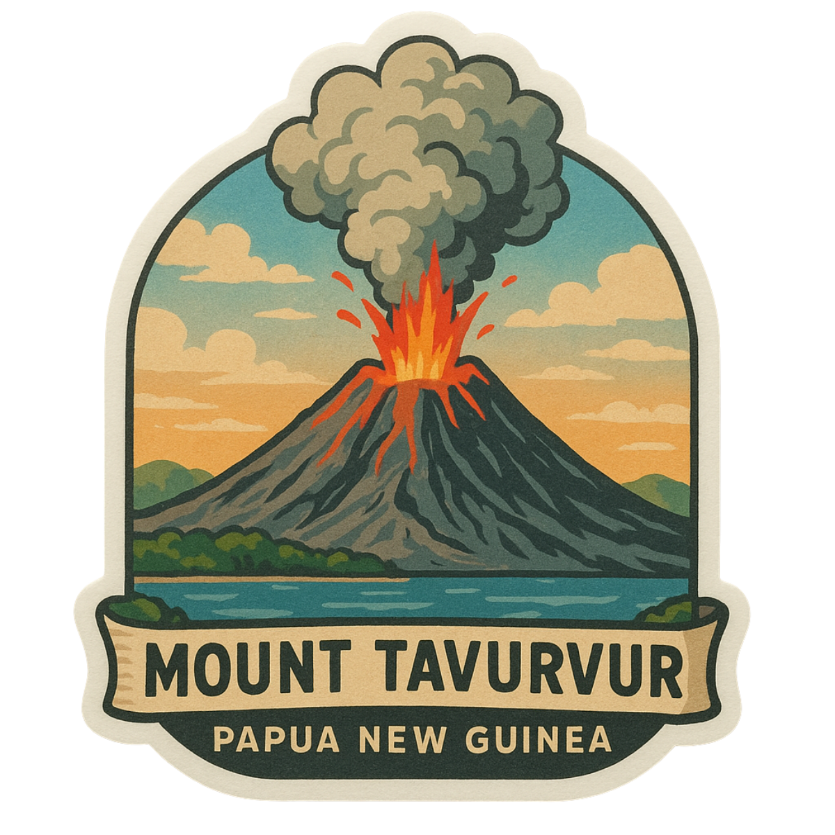 Mount Tavurvur Vinyl Sticker